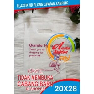 [100 pcs] Plastik plong HD 20x28 sablon free desain ada lipatan samping